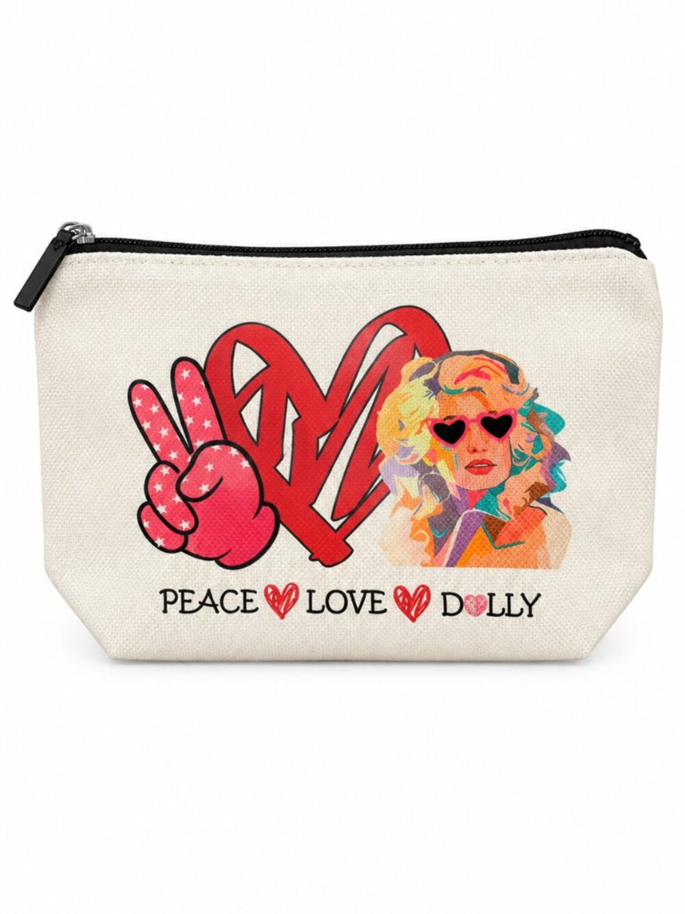 'Peace Love Dolly' Graphic Cosmetic Pouch - NEW